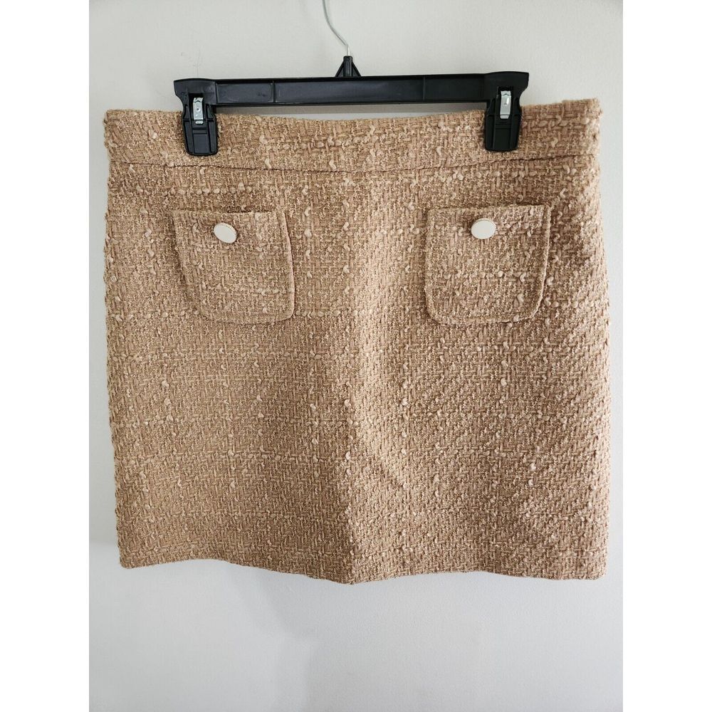 Maison d'Amelie Paris tan gold neutral tweed boucle mini skirt women's size 10